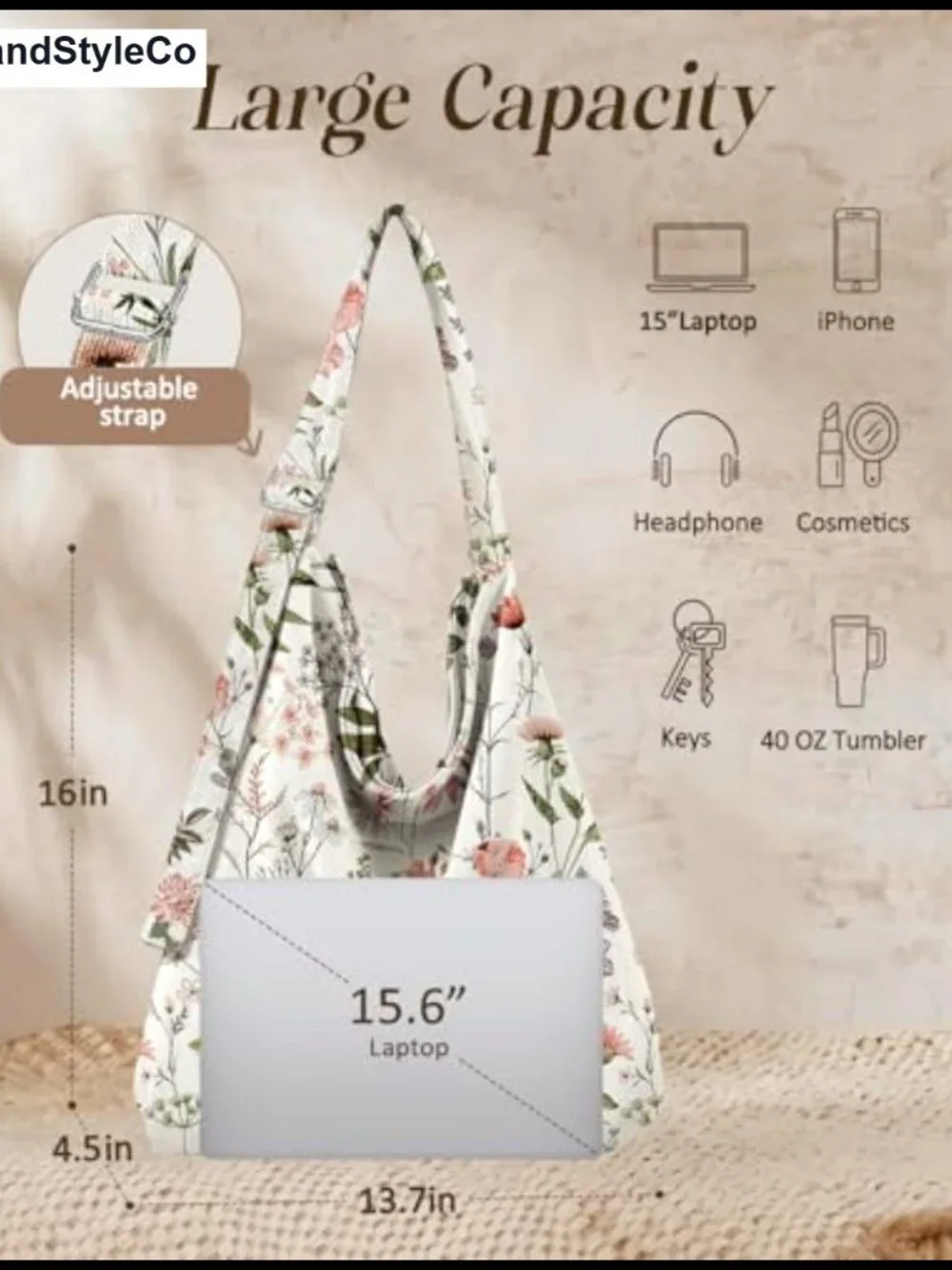 Corduroy Hobo Bag Large Zipper Tote Shoulder Bag Women Laptop
